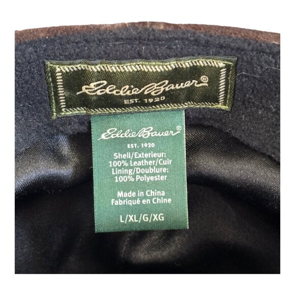 Vintage Eddie Bauer Suede Leather Ascot / Cabbie / Newsboy Cap Hat Brown L / XL - Picture 8 of 9